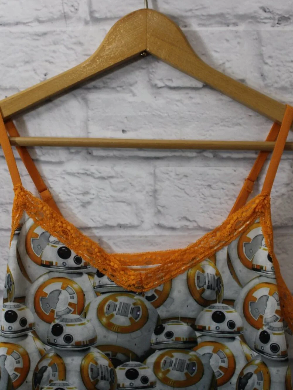Star Wars BB8 Sleepwear Set Orange Black Large Summer Loungewear Lace Trim